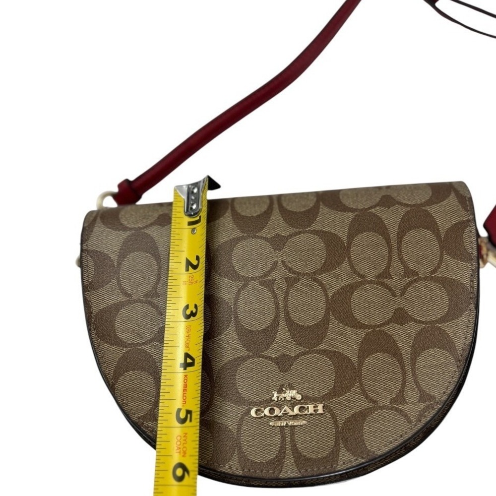 COACH Ellen Crossbody Bag in Signature Canvas Khaki Red C1430 - Picture 9 of 10